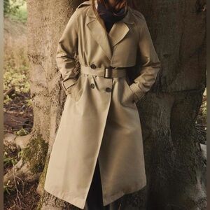 Zara LONG BELTED TRENCH COAT, size M